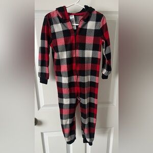 George 3T Plaid Hooded Fleece One Piece Pajamas | Bear Hood